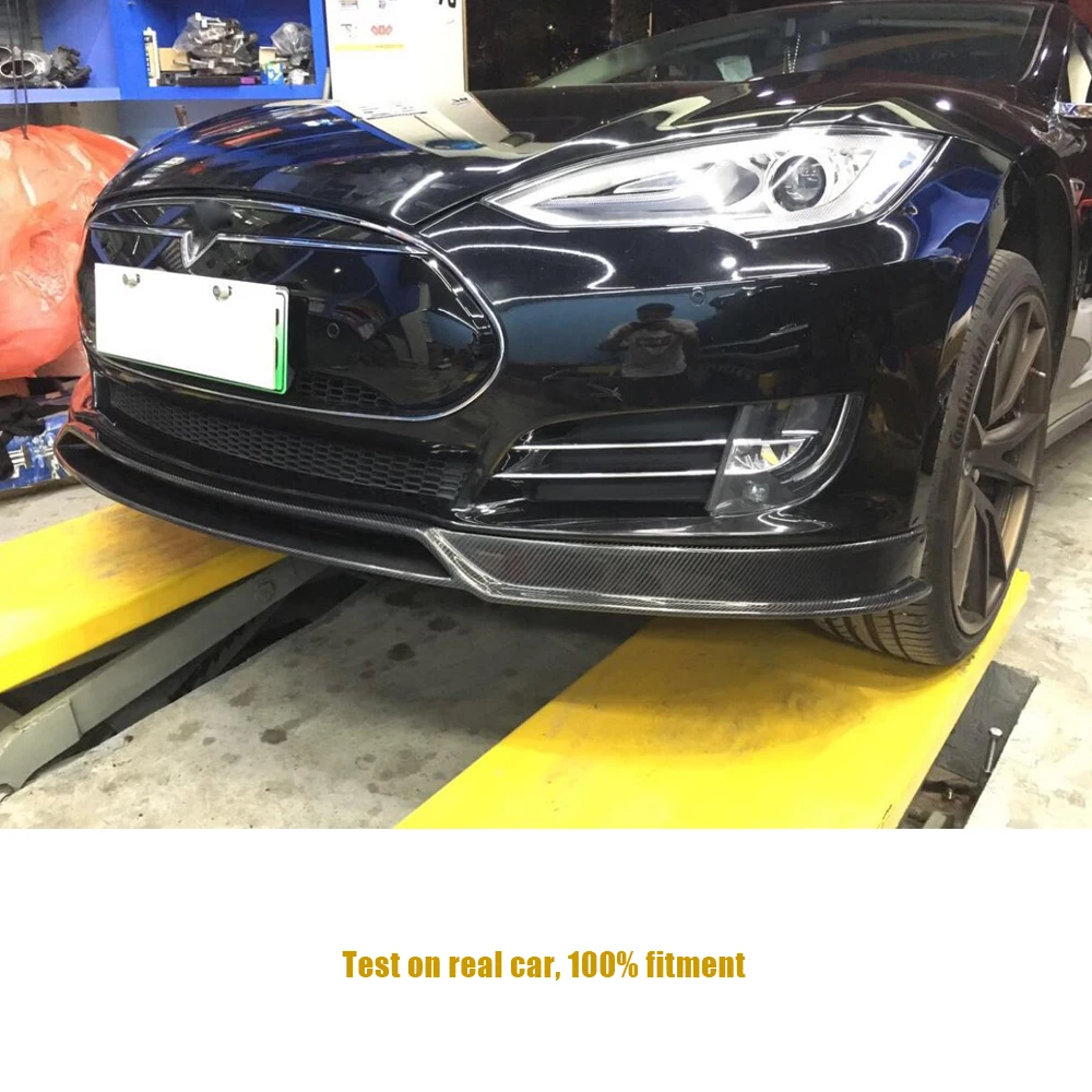 Углеродного волокна передний бампер спойлер разделители для Tesla модель S база Седан 4 двери 2012