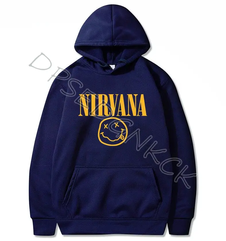 Тёмно-синий Nirvana, толстовки для мужчин/женщин, весна-осень, с принтом, для мужчин, модные, размер S-3XL, толстовки для мужчин и женщин, толстовка, топы, AO-65 - Цвет: Тёмно-синий