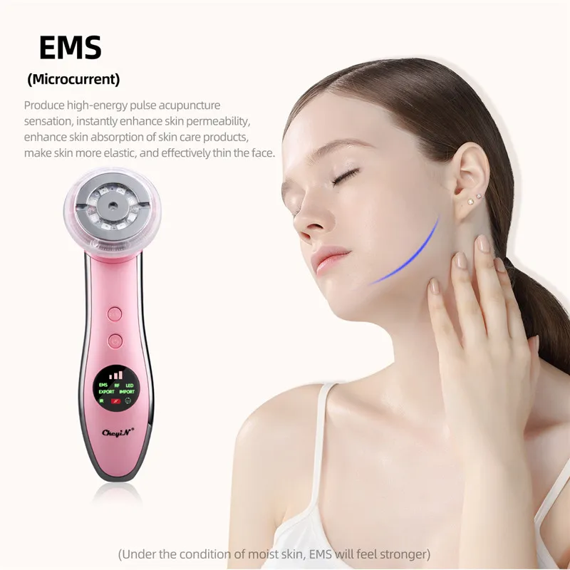 Радиочастотный светодиодный фотонный массажер для лица 6 в 1 устройство подтяжки