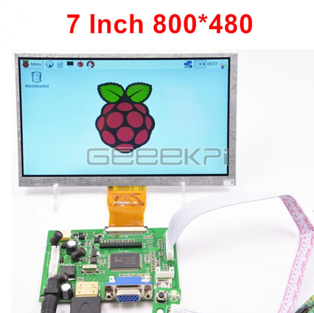 7inch 800x480 GeeekPi 7 дюймов 1024*600 на тонкопленочных транзисторах на тонкоплёночных транзисторах ЖК-дисплей монитор Экран+ Драйвер платы HDMI VGA 2AV для Raspberry Pi 4 B/3/Pi 2 Модель B/PC оконные рамы - Цвет: 7inch 800x480