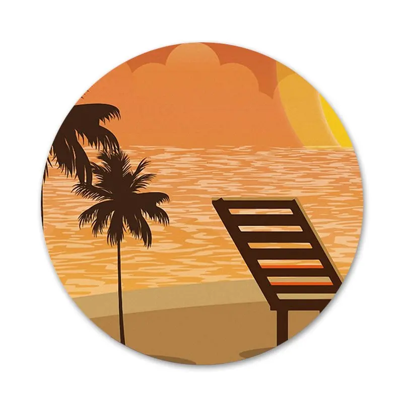 Значки с кокосовым деревом и закатом чайки 58 мм | Дом сад