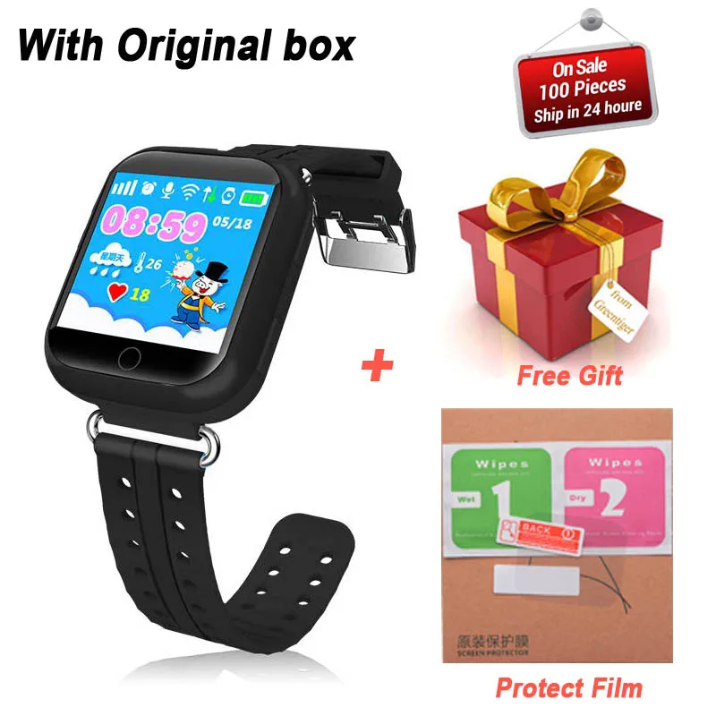 Black Gps умные часы Q750 Q100 Детские умные часы с 1,54 дюймовым сенсорным экраном SOS устройство отслеживания местоположения вызова для детей безопасный PK Q50 Q90 - Цвет: Black