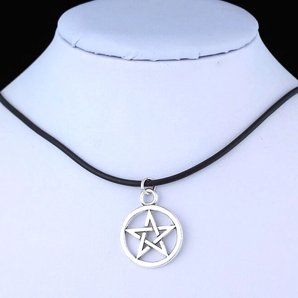 

Women Men Choker Necklace Vintage Pentagram Star Pendant Necklaces Supernatural Jewelry Best Friends Wicca Goth Satan Collares