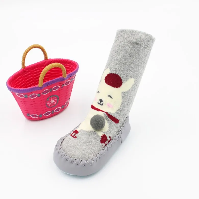 

18-24 Months Old Baby Socks Toddler Floor Socks Shoes Spring Winter Thick Long Tube Anti Slip Cartoon Oft Soled Shoes 1Pair