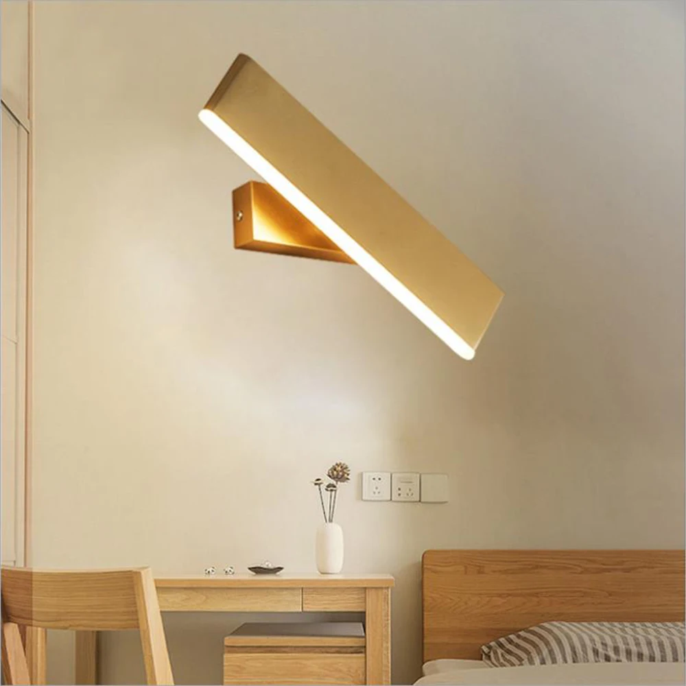 6W Modern LED Wall Lights for Bedroom bedside Rotated 360°Wall lamp minimalist creative stair aisle living room AC85-265V Gold | Лампы и