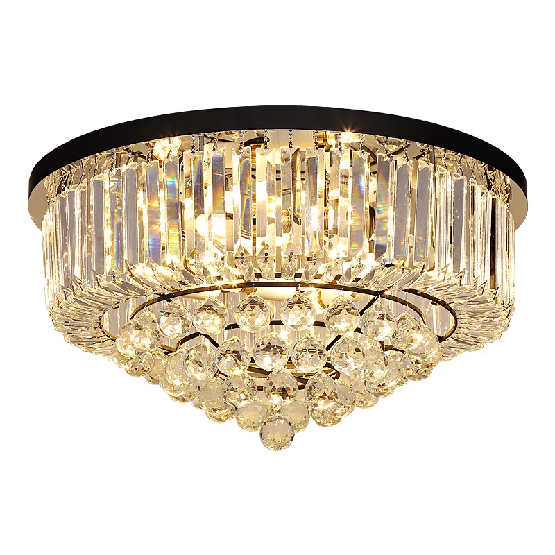 

Luxury Creative K9 Smoke Crystal Round Chandelier With Metal Gold Ceiling Modern Crystal Light for Lobby for Home