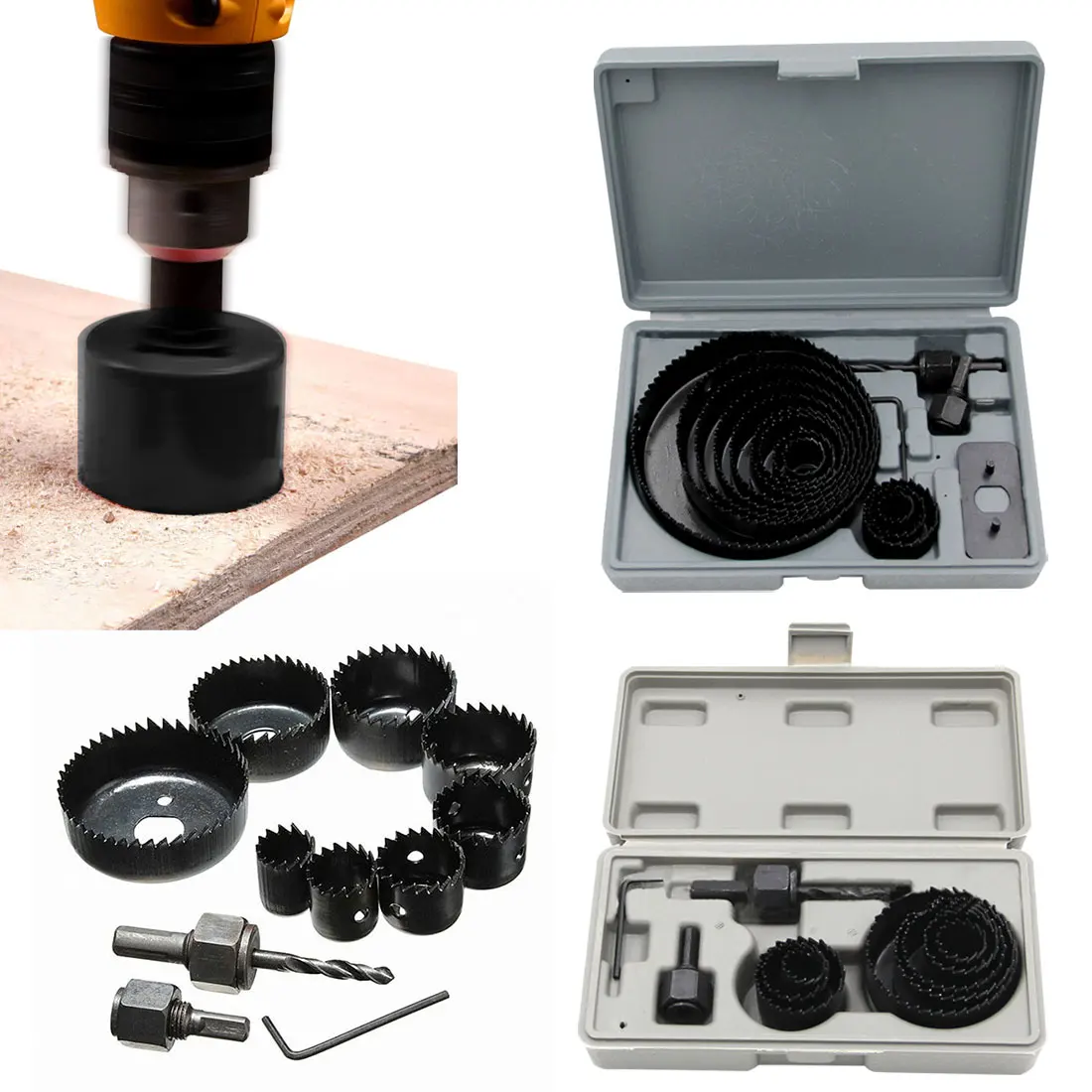 

11/16pcs Woodworking Hand Tools Hole Saw Set Drill Bit Carbon Steel Cutter Set for Plasterboard Ceiling Wood Saw Kit 19-127mm