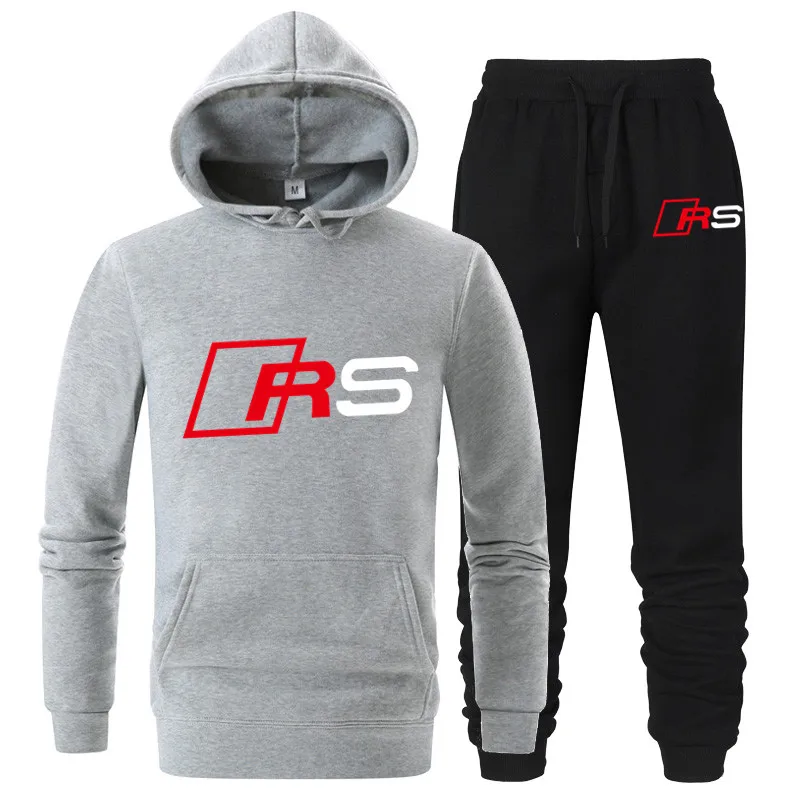 

2021 new men's football suit zipper Hoodie + pants two piece casual sportswear men's sportswear gym brand sportswear