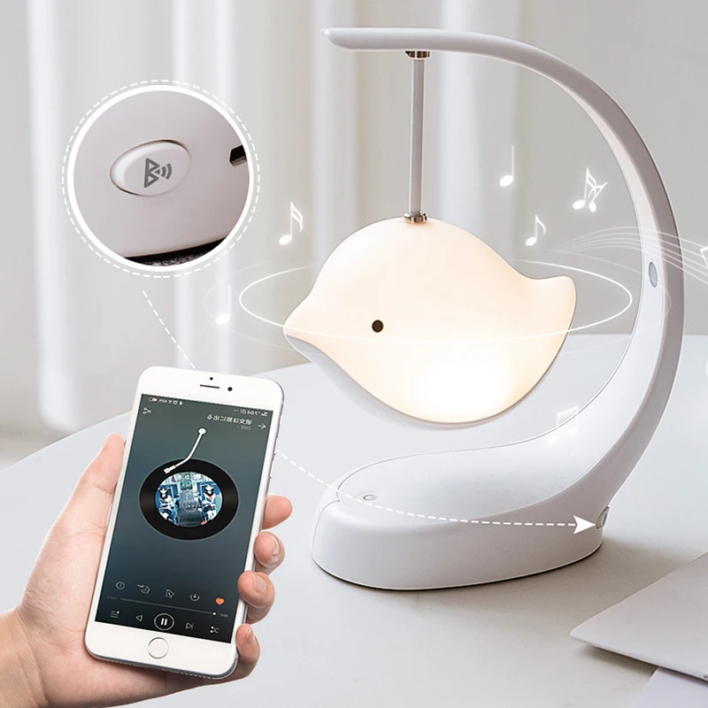

Bluetooth Music Night Light Cute Birds Lamp with Touching Sensor Rechargeable Color Changing for Children Bedroom
