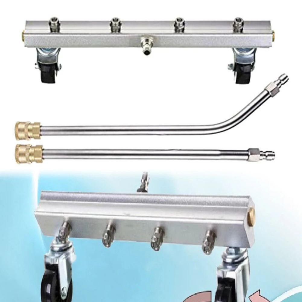

13 Inch Cleaner Under Car Pressure Washer Undercarriage Wash 4000 PSI 4pcs Nozzle 1/4inch Male Plug Stainless Steel With Two Rod