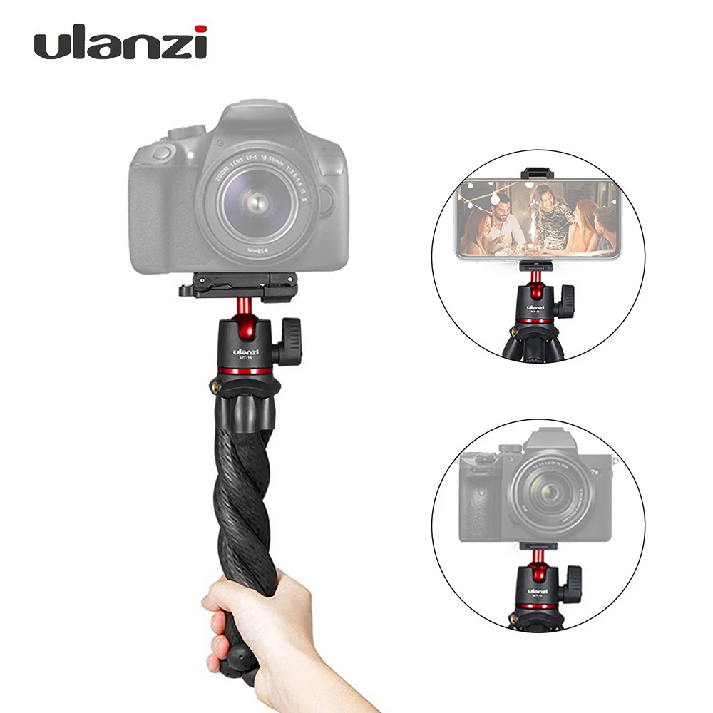 

New ulanzi Flexible Octopus Tripod Stand 1/4"+Ballhead Mini Tripod for Smartphone DSLR SLR Camera for Live Streaming Video