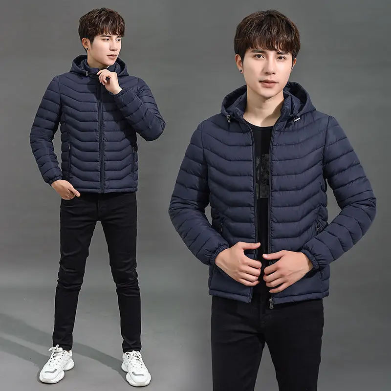 

Plus size winter men's down coat casual fashion solid color thick warm down jacket hooded jacket hoodie Parka