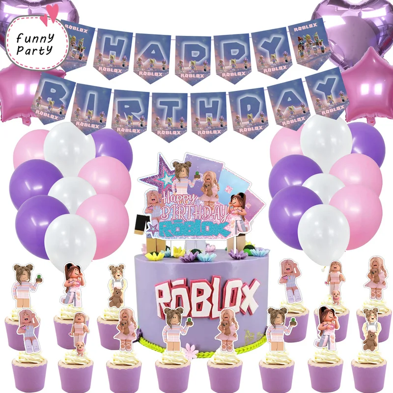 

Тематические игры Roblo, товары для детского дня рождения, баннер на день рождения, топпер для торта, фольгированные воздушные шары, украшения ...