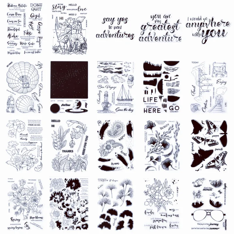 

Floral Bouquet ,Stellar,Majestic Bouquet ,Butterflies ,Ginkgo Leaves,Rose, Peony Clear Stamp Silicone Stamps For Scrapbooking