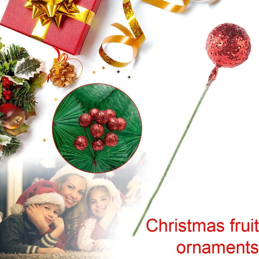 50 шт./лот Мини имитация рождественской пены фрукты 10 мм красный Падуб Декор