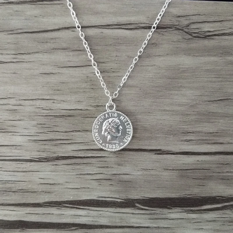 2018 простые винтажные резные монета ожерелье для женщин модные