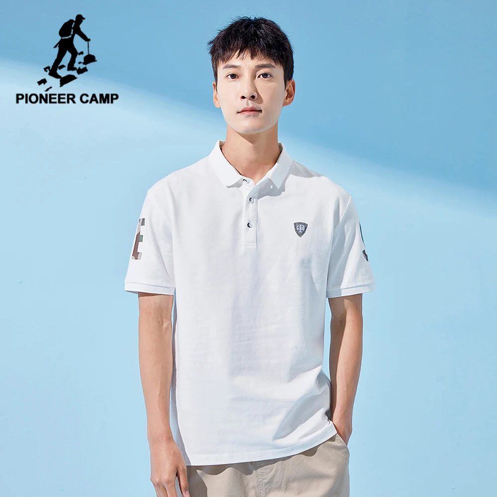 

Pioneer Camp 2021 White Polo Shirt Men Casual Streetwear Cotton Conmfortable Men's Summer Clothing ADP130634