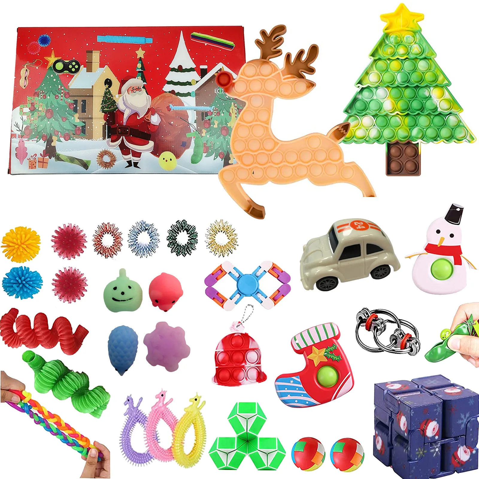 

Набор рождественских игрушек, Рождественский календарь, игрушка, подъем сюрпризов, фиджет-игрушки, детский подарок, адвент, детские игрушки