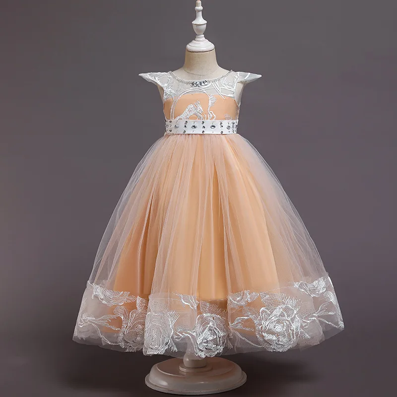 New children's new year's dress fluffy princess long lace piano performance girl's show Christmas | Детская одежда и