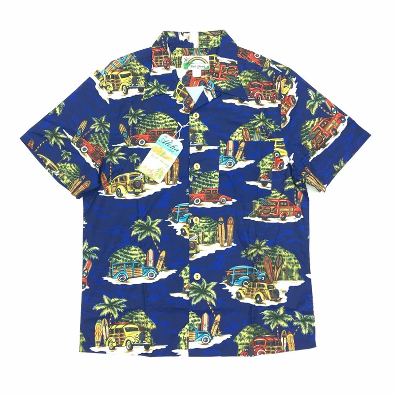 

Summer Aloha Shirts For Men Beach Party Hawaiian Shirt Men's Short Sleeve Vintage Tops Blue Print Hawaii Shirts Cartoon Pattern