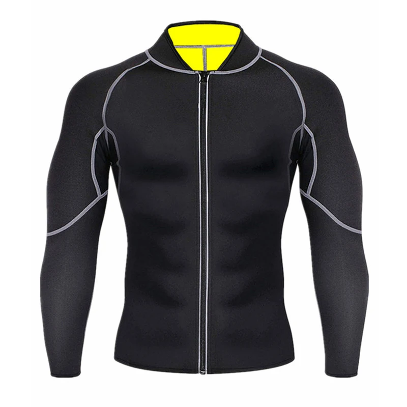New Men Shapers Sauna Suit Neoprene Sweat Jacket Workout WeightLoss Long Sleeve Waist Trainer Body Shaper with Zipper Undershirt
