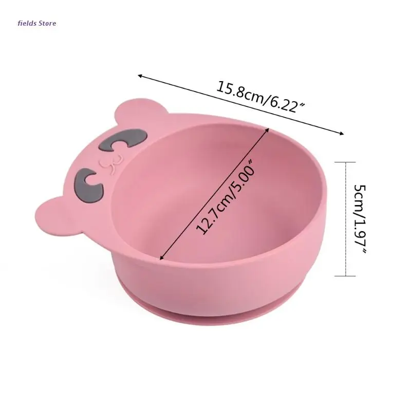 

Cartoon Bear Baby Training Feeding Food Bowl Anti Slip Silicone Suction Dinner Plate Dish Utensil BPA-Free Tableware for Infants