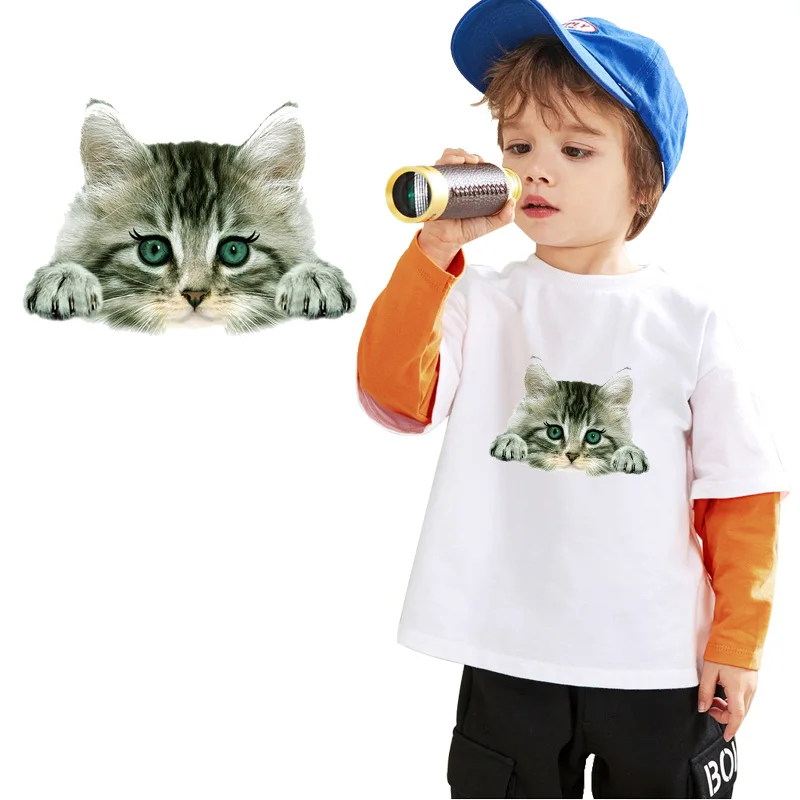 Термоклейкие нашивки с изображением хиппи кота для одежды наклейки мультяшных