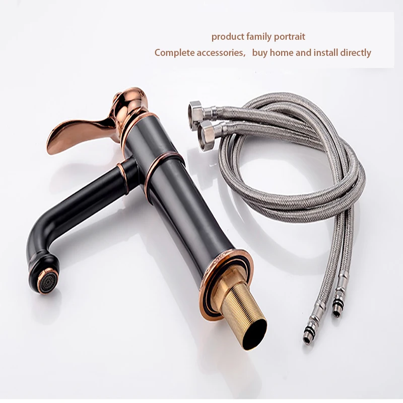 Европейский черный бронзовый кран на бортике для горячей и холодной