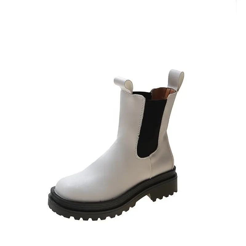 

Женские кожаные высокие сапоги, удобные сапоги до колена на толстой подошве, в стиле панк, обувь Martin для весны, 2021