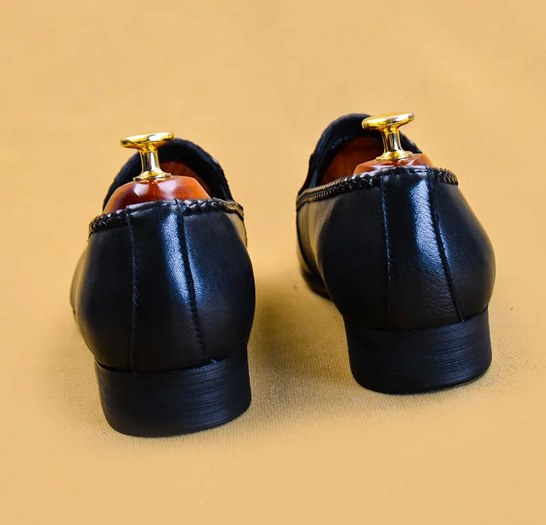 Slip On Men Brogues Formal Shoes Tassel Loafers Male Genuine Leather Black Luxury Brand Flat Comfortable Dress | Обувь