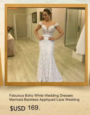 Fashion Boho White Wedding Dresses Long Chiffon A Line Ivory Wedding Gowns Backless Lace Cheap Princess Beach Bridal Dress