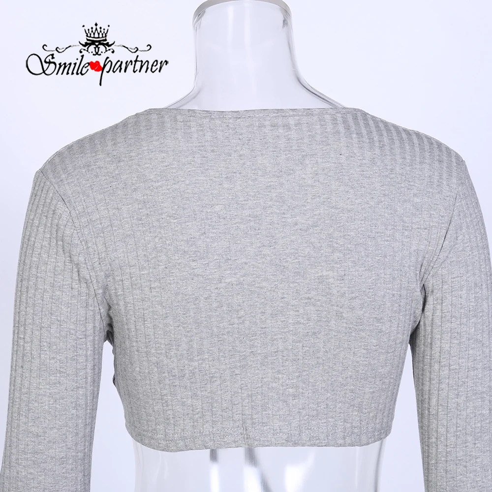 

Smile Grey Sexy Slim Bodycon Women Spring Sports Clothing Sets V-Neck Sports Elastic Woman 2 Pieces Clothing A210433