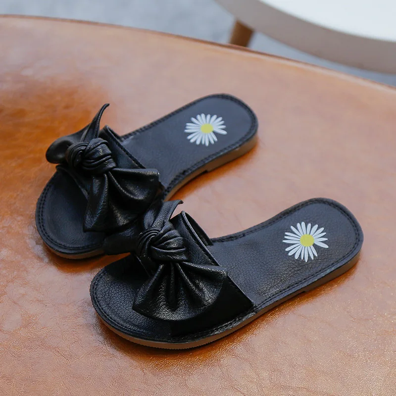 Летние шлёпанцы для девочек с бантиком-бабочкой Повседневная мягкая детская