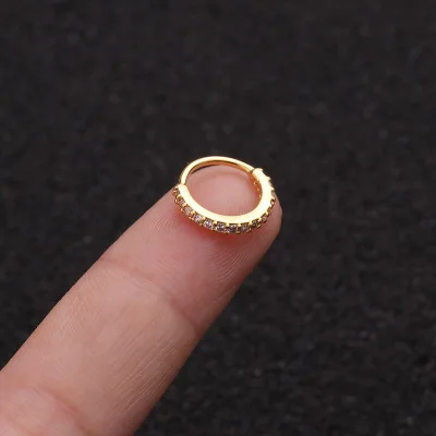 Style B 8MM gold 1PC 6-10mm Cz Nose piercing Hoop Nostril Ring Flower Helix Cartilage Tragus Earring Cz Cartilage Huggie Hoop Earring Jewelry - Окраска металла: Style B 8MM gold