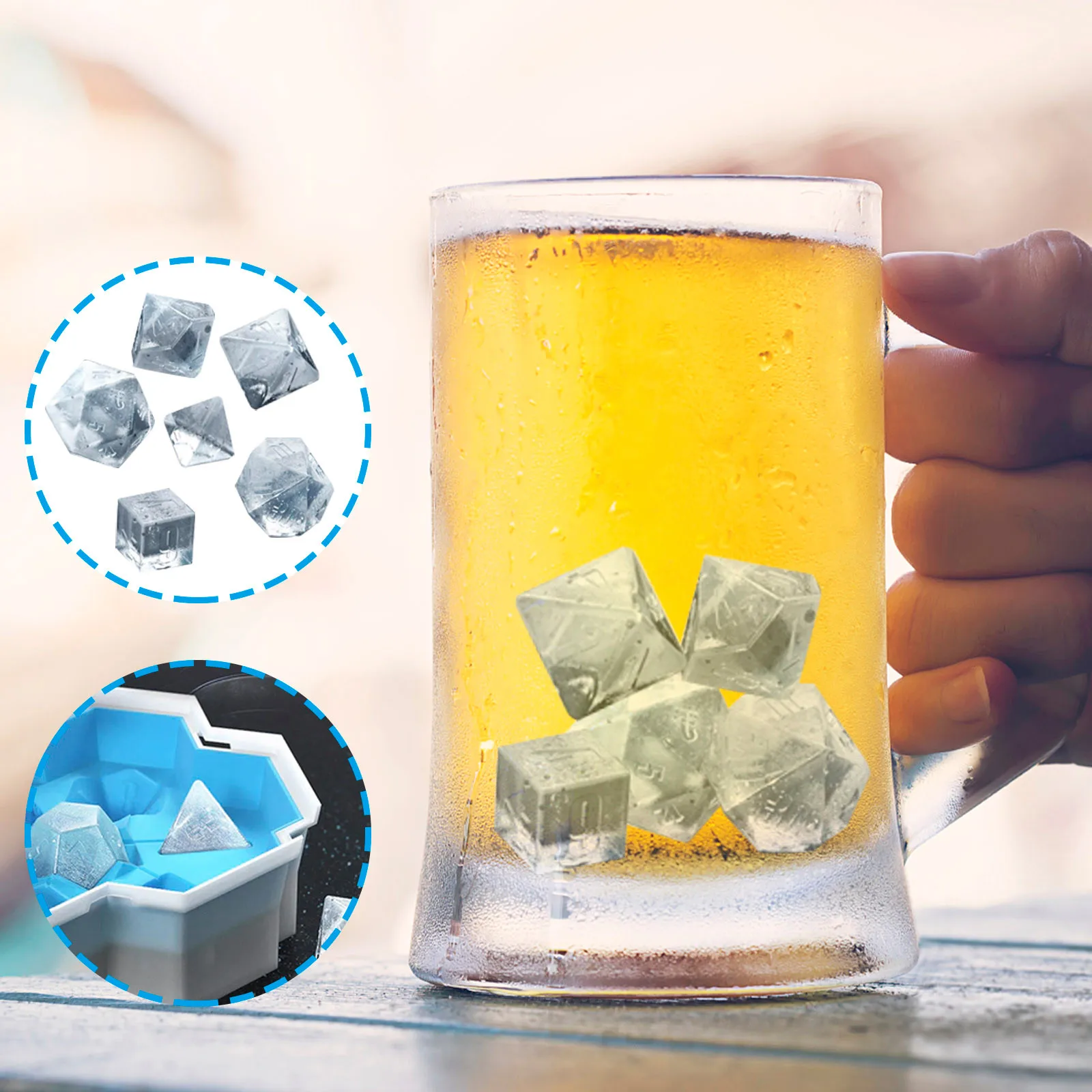 

Ice Dice Cube Tray Shaped 7pcs Ice Cube Mold Food Grade Flexible Silicone Ice Molds For Whiskey Cocktail Dungeons&Dragons