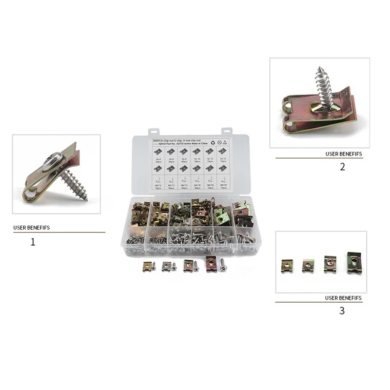 300 шт. бронзовый тон пружинный металлический зажим автомобильные крепежные