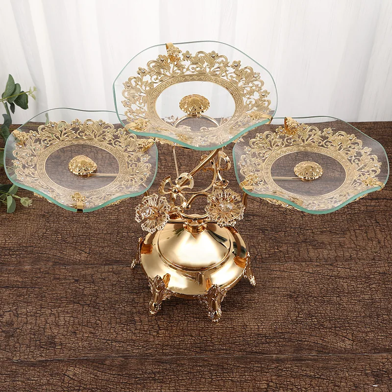 

European-style Tempered Glass Fruit Plate Multi-layer High-end Hotel Cake Plate Restaurant Afternoon Tea Dessert Plate