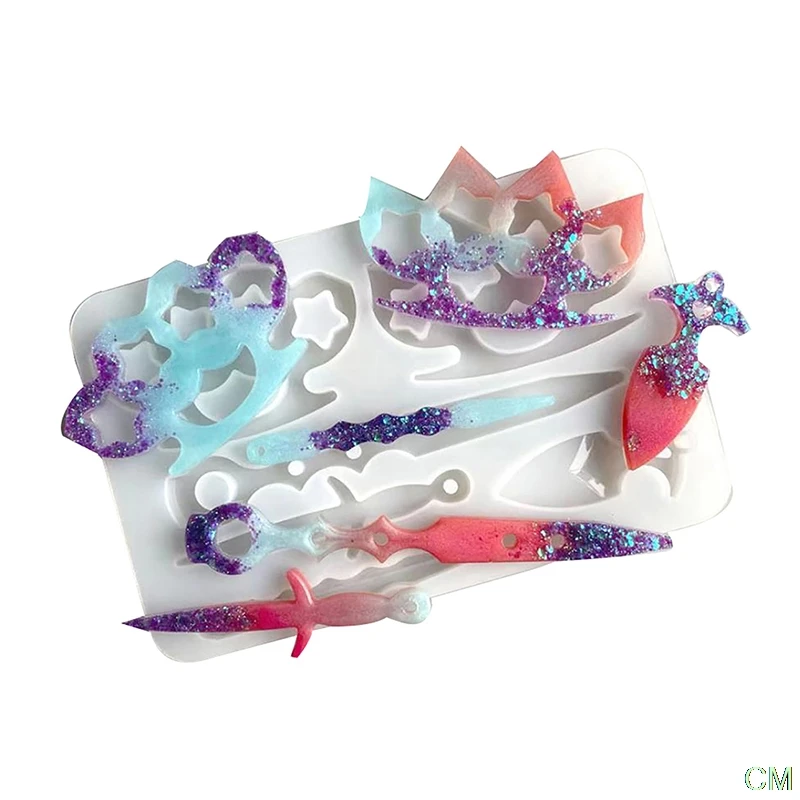

Diy Crystal Epoxy Resin Mold Ring Set Keychain Cat Claw Defense Cat Skeleton Mirror Silicone Mold