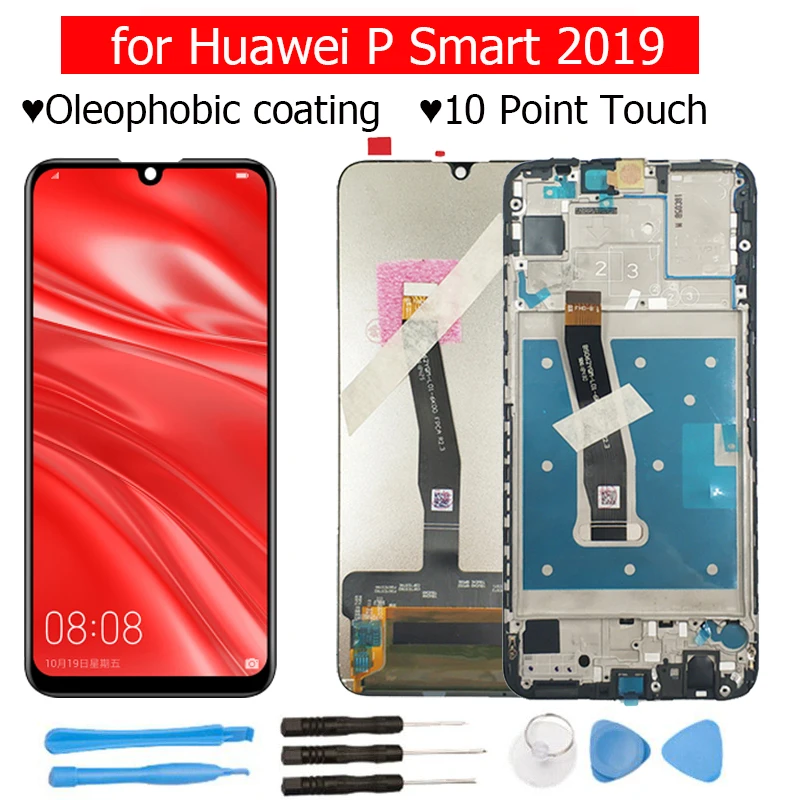 ЖК дисплей для Huawei P Smart 2019 дигитайзер сборка сенсорный экран с рамкой запасная