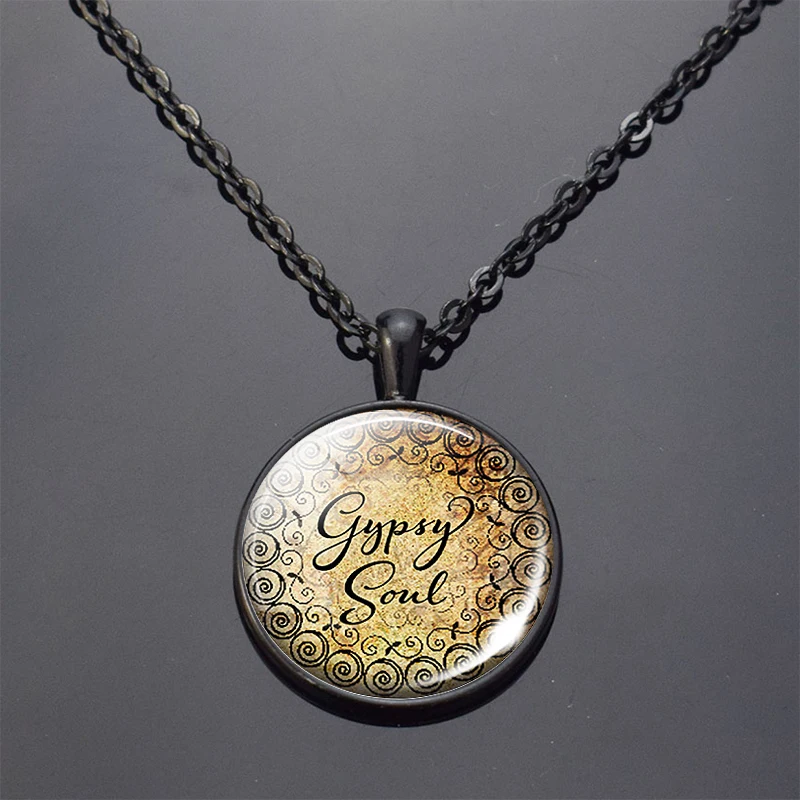Цыганская душа Цитата стекло кабошон ожерелье Бохо кулон для мужчин и женщин