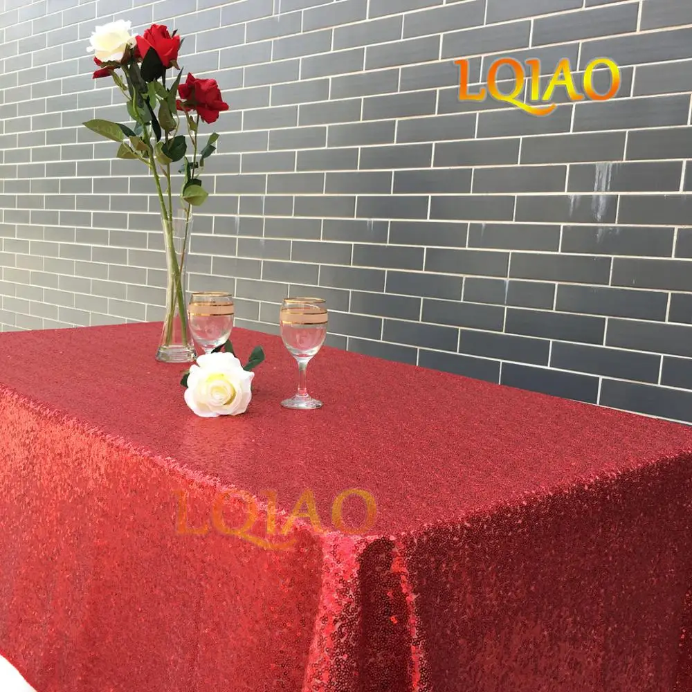 Red Рождественская скатерть 120x200 см с зелеными пайетками, прямоугольная скатерть для стола, вечерние, свадебные, декоративные скатерти с блестками - Цвет: Red