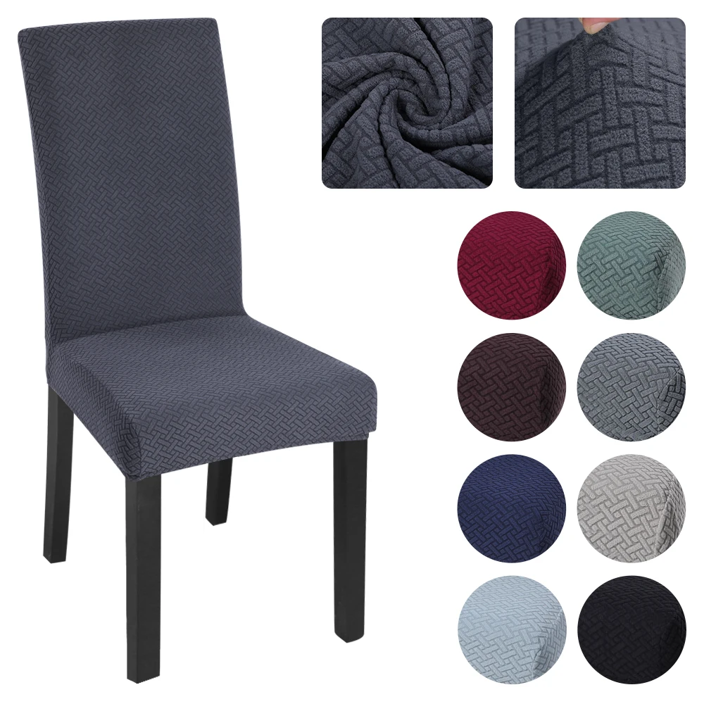 

Removable Chair Cover Plain Solid Color Protector Seat High Back Spandex Elastic For Dining Room Kitchen Wedding Hotel Banquet