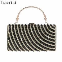 janevini sparkly black rhinestone pearl wedding handbag diamond bridal evening party clutch bag golden purse chain shoulder bags