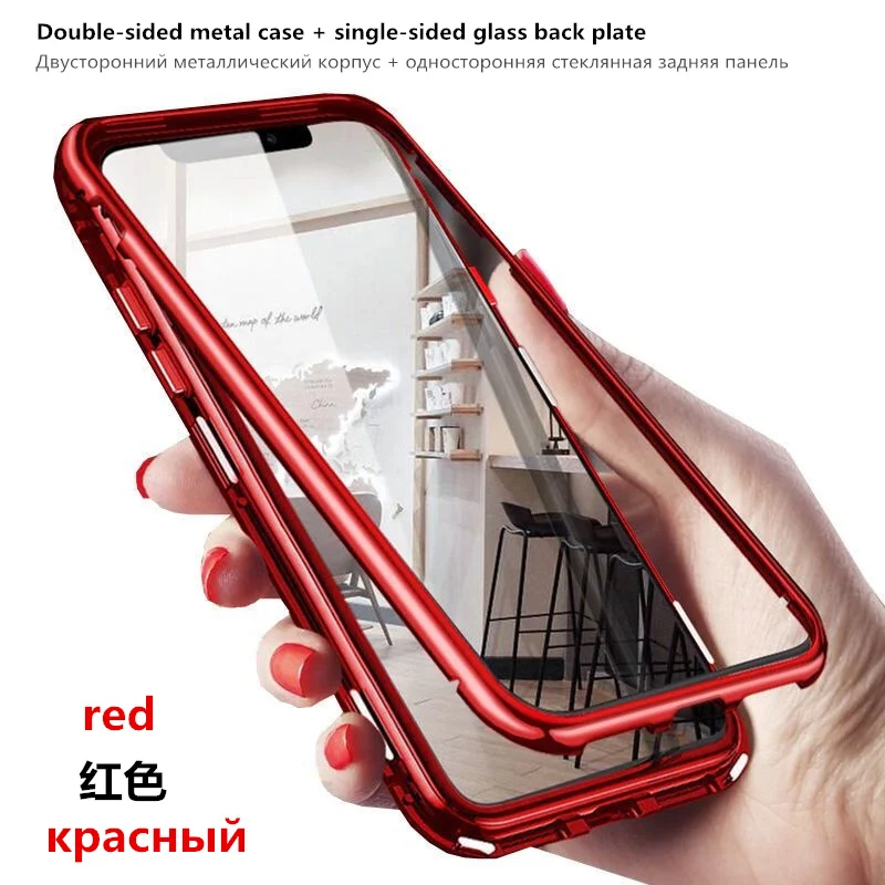 Hawei p smart z чехол Магнитная Адсорбция металлический чехол для honor 20 10 8x 10lite mate 20x-5G 20 20x 20pro maimang 6 7 наслаждаться 9 9plus - Цвет: red case