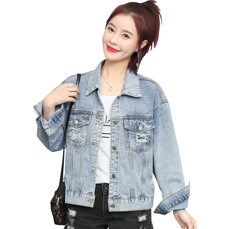 

Denim jacket female 2020 spring new embroidery was thin Korean bf student slim jacket jacket