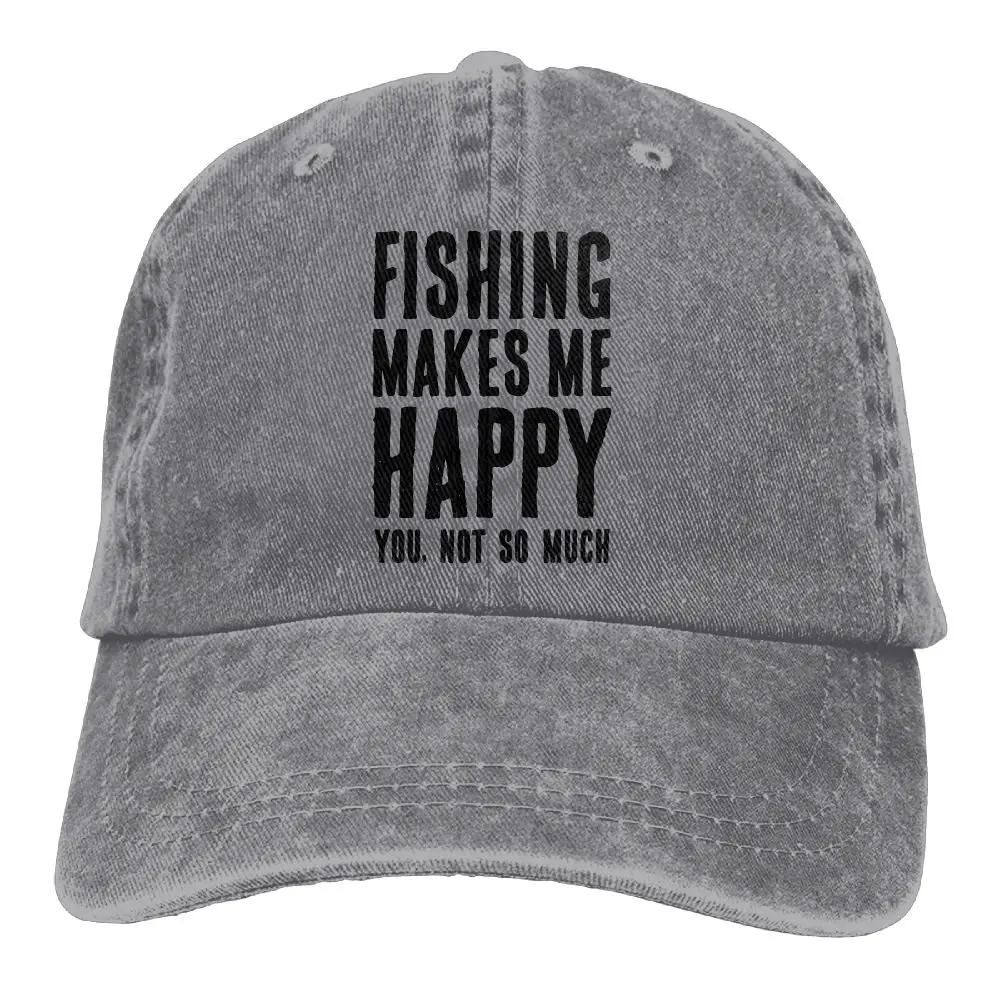 Рыбалка делает меня Happy1 унисекс бейсболка хлопок деним регулируемый для спорта