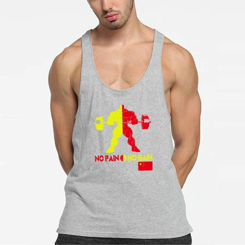 Майка мужская хлопковая без рукавов брендовая одежда для спортзала бодибилдинга