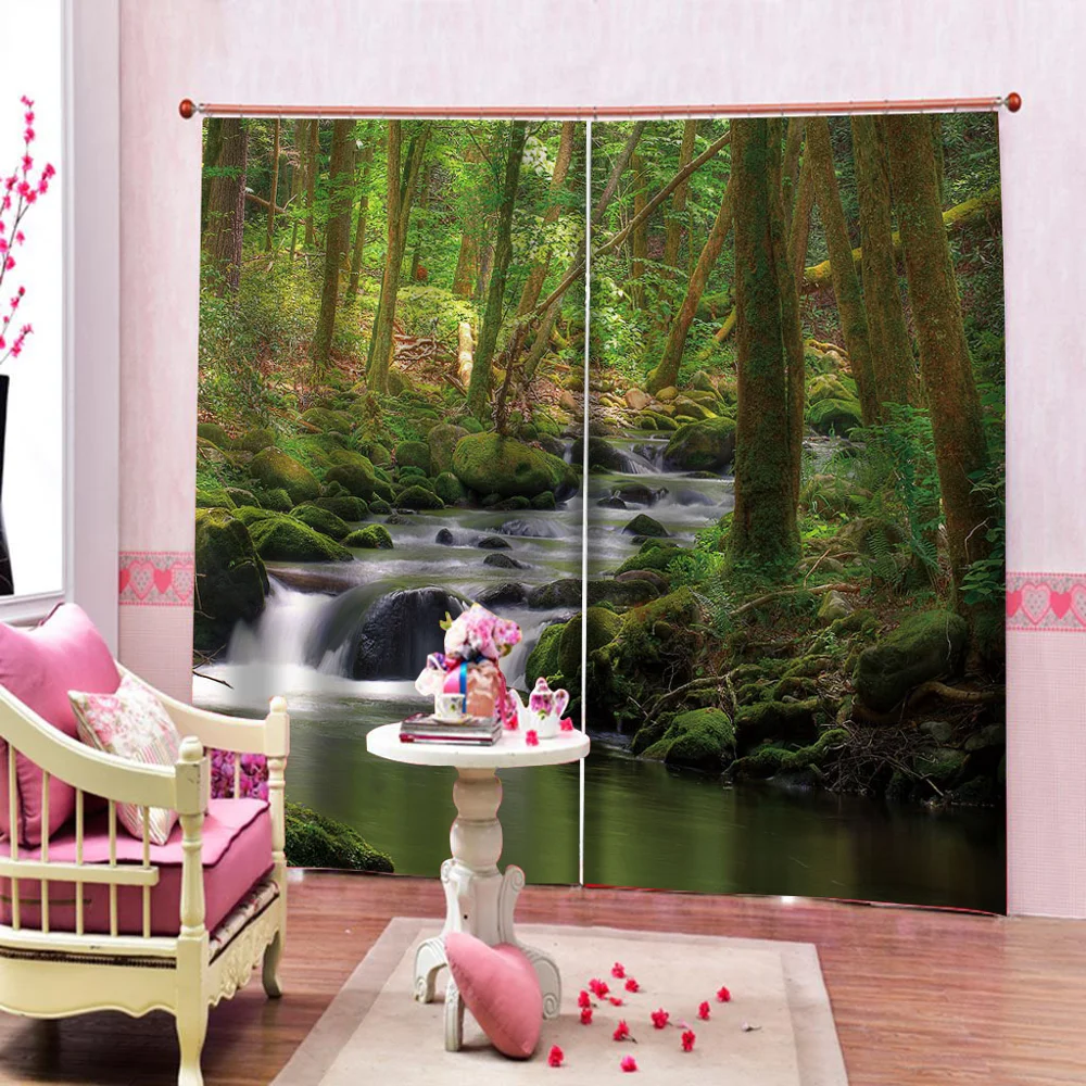 

Custom 3d curtains Luxury Blackout 3D Window Curtains For Living Room nature scenery curtains 2 Panel 3D Print Curtains