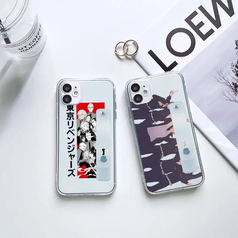 

anime Tokyo Revengers Hisuki Wazaki Phone Case Wrist Strap For iPhone 7 8 11 12 X XS XR MINI Pro Max Plus Hand Band Clear