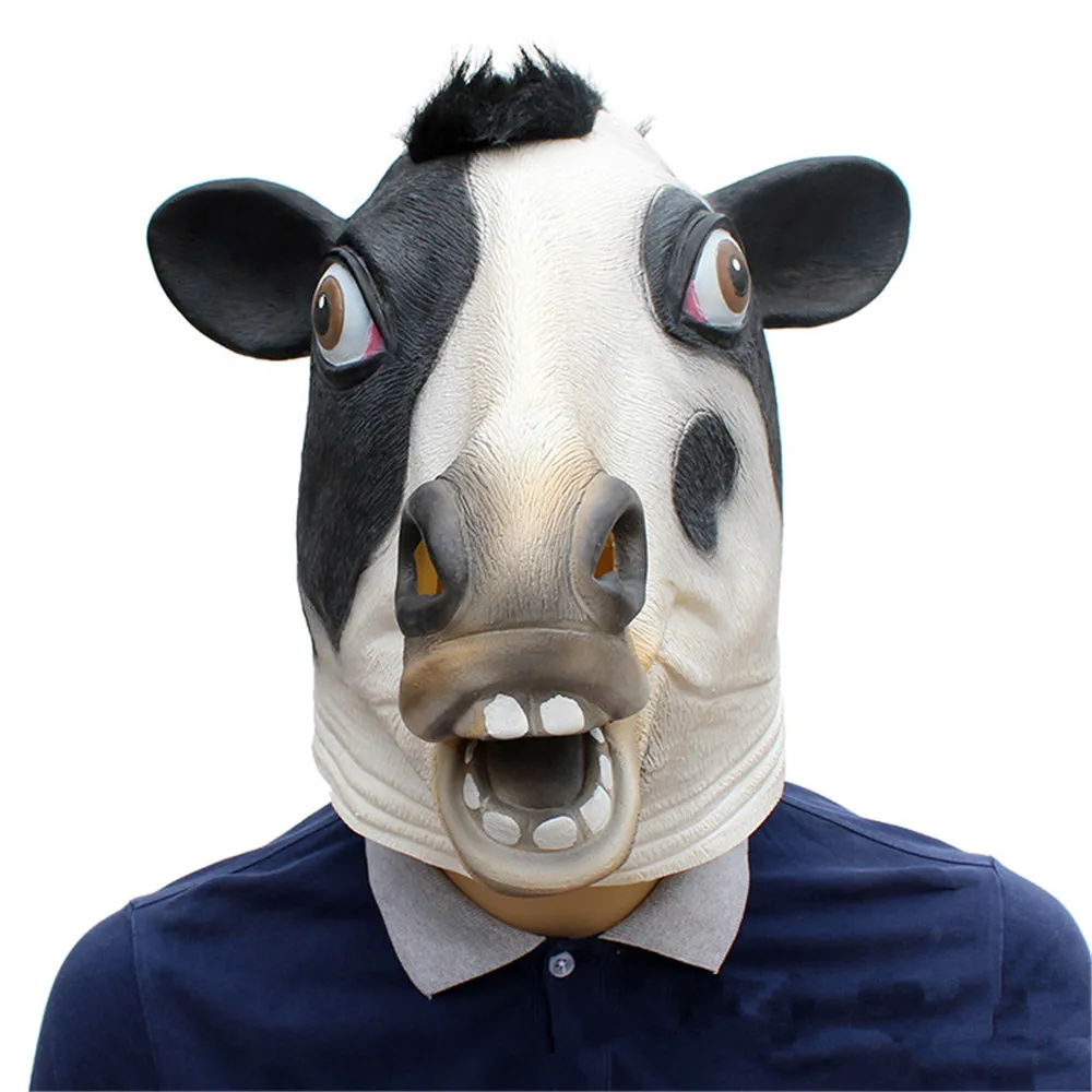 

Milk Cow animal mask masquerade halloween helmet toy birthday party 2020 new year decoration funny spoof headdress